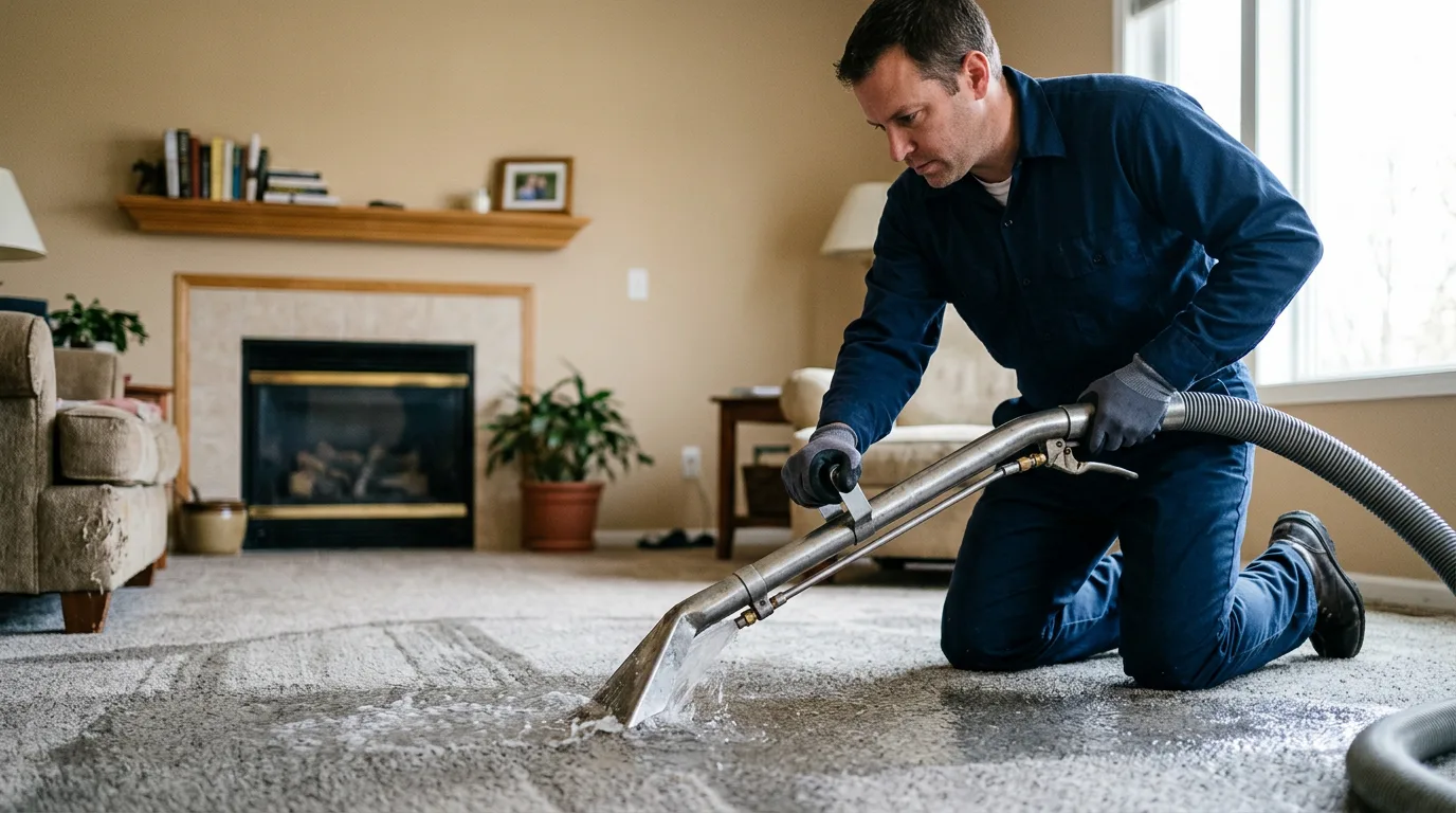 Water damage restoration technician working near Fleetville, PA
